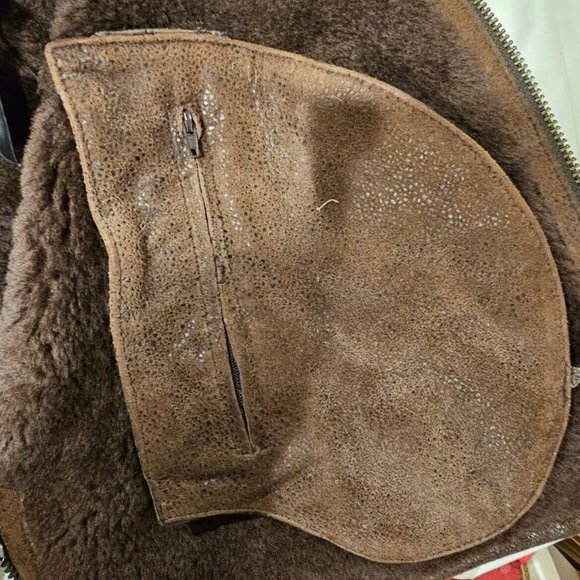 Overland Lamb Shearling Men Coat Large Brown 100% Leather Jacket Fur Retail$1700 - Picture 10 of 11